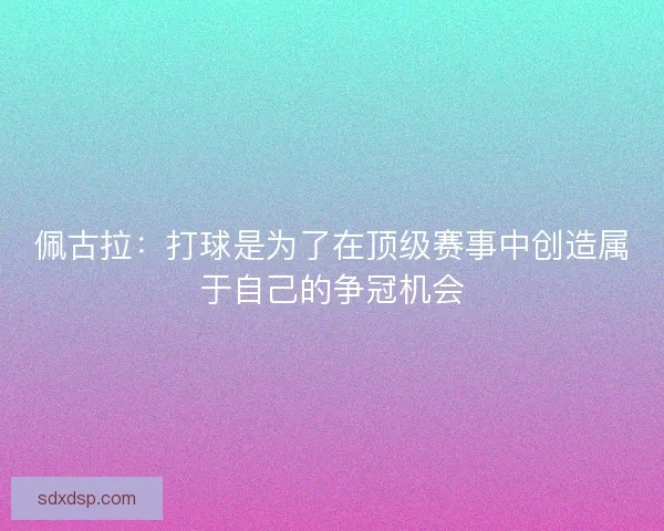 佩古拉:打球是为了在顶级赛事中创造属于自己的争冠机会 佩古拉:打球是为了在顶级赛事中创造属于自己的争冠机会